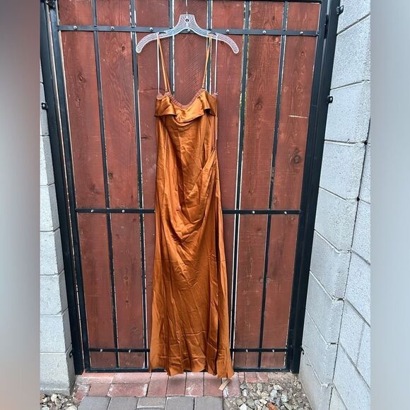 NWT Reformation Landen Silk Dress — Copper - Size 6 - Picture 2 of 9